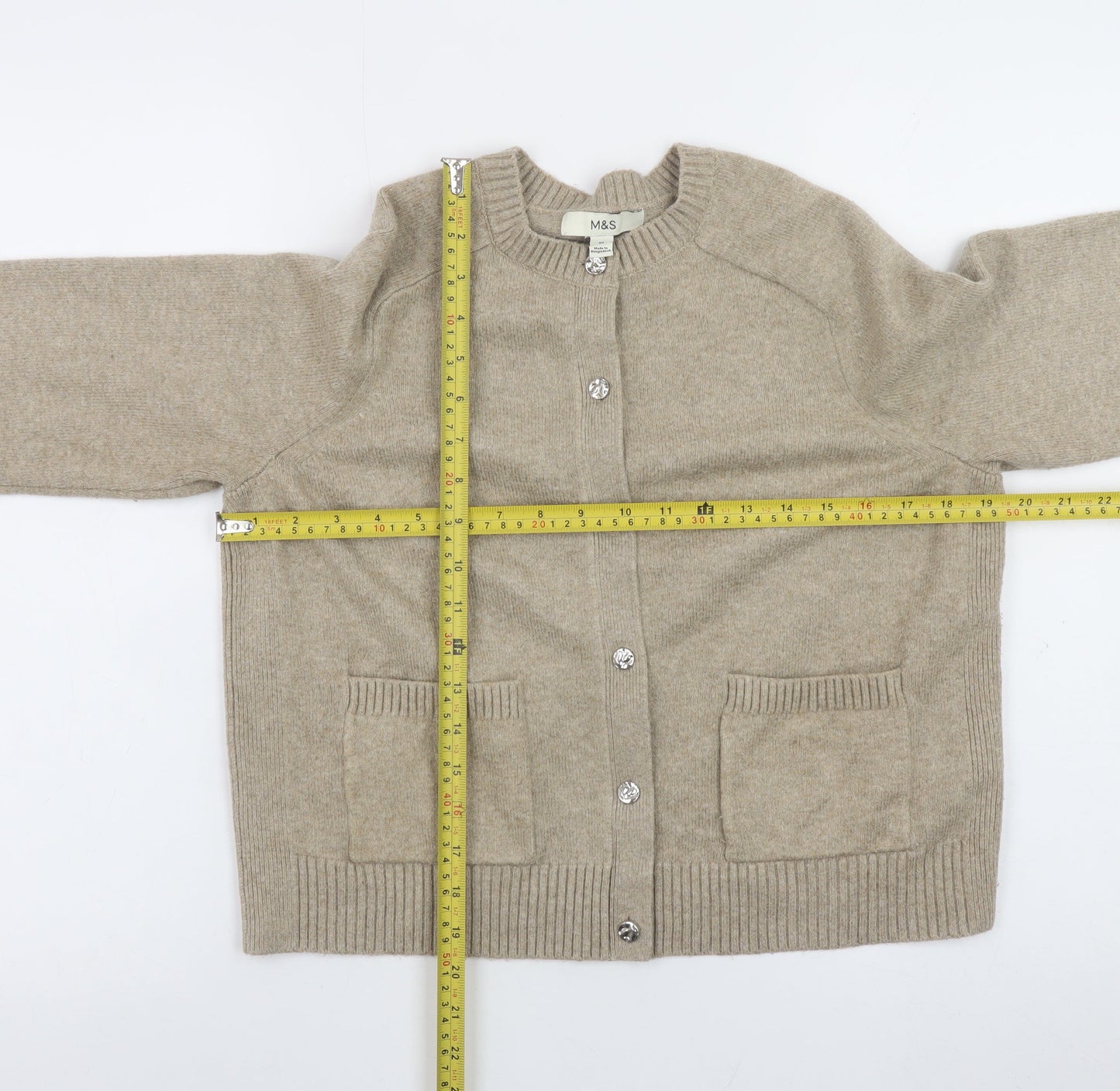 Womens UK Size M Marks and Spencer Beige Cardigan Jumper