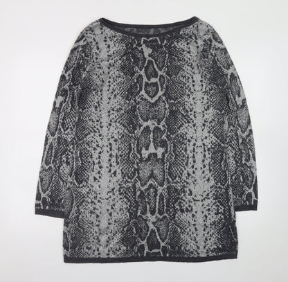 Next Women Grey Snake Print Knit Shift Dress Size 16