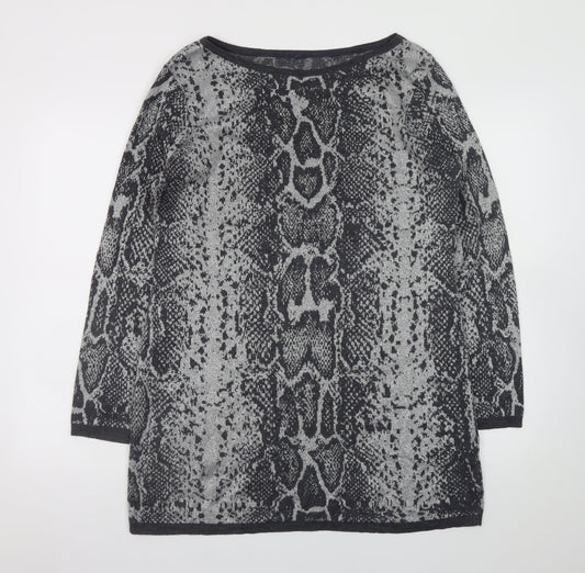 Next Women Grey Snake Print Knit Shift Dress Size 16