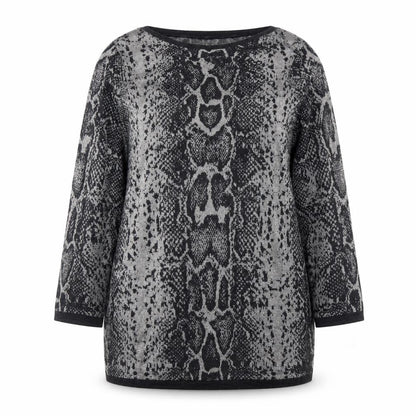 Next Women Grey Snake Print Knit Shift Dress Size 16