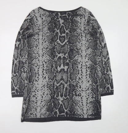 Next Women Grey Snake Print Knit Shift Dress Size 16