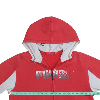 Puma Boys Red Full Zip Fleece Hoodie Size 32/34 with Logo Design