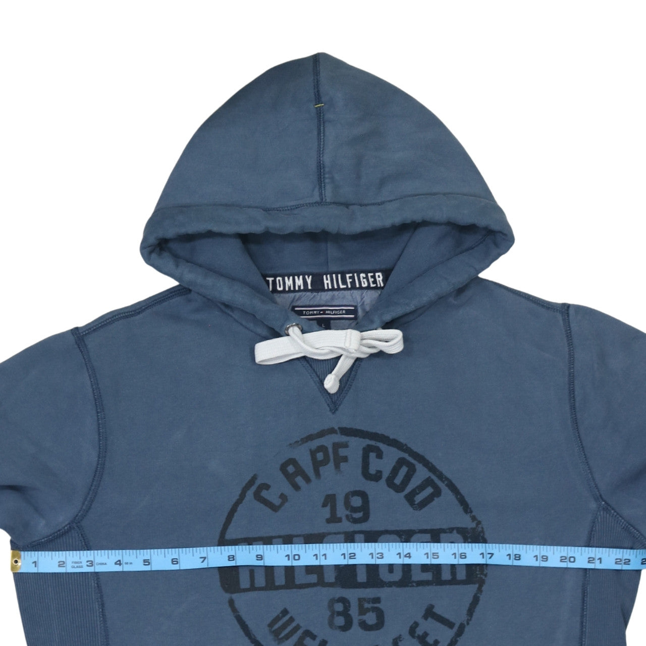 Mens UK Size L Tommy Hilfiger Blue Pullover Hoodie