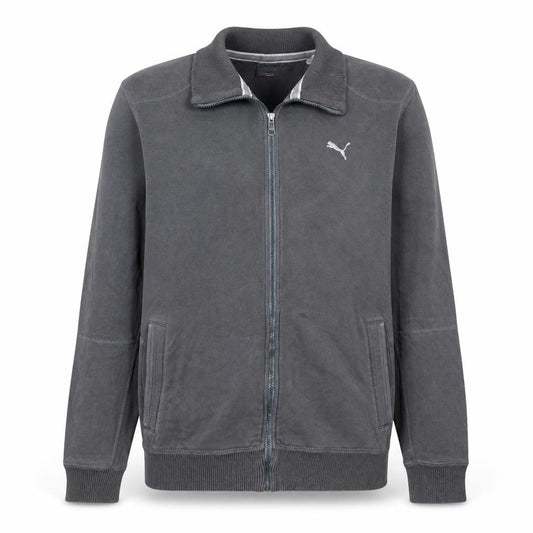 Front view of Puma Men's Grey XL Track Jacket Full Zip Cotton Blend