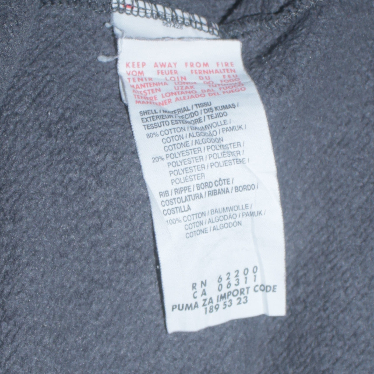 Mens UK Size XL PUMA Grey Gym & Training Running & Jogging Walking Jacket