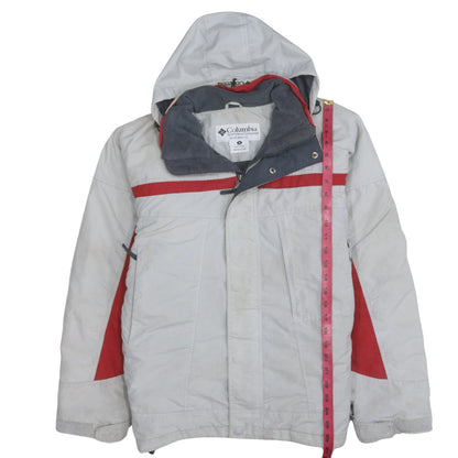 Columbia Men's Grey Red Hooded Parka Winter Jacket Size M