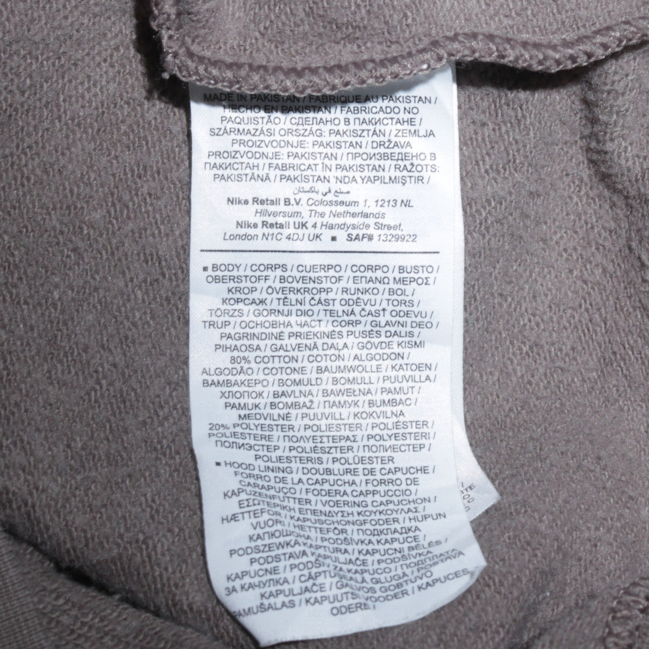 Mens UK Size S Nike Grey Pullover Hoodie