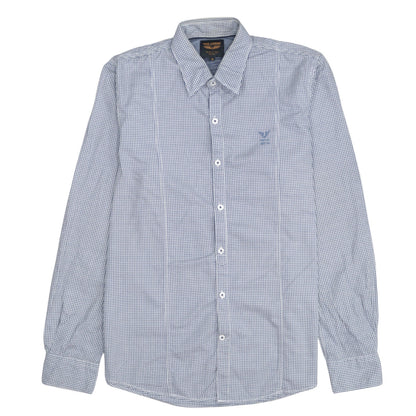 PME Legend Men's Blue Check Long Sleeve Button-Up Shirt M
