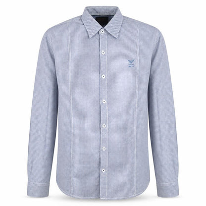 PME Legend Men's Blue Check Long Sleeve Button-Up Shirt M
