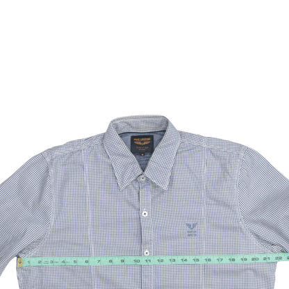 PME Legend Men's Blue Check Long Sleeve Button-Up Shirt M