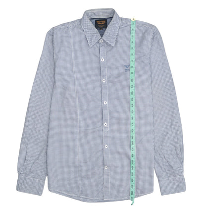 PME Legend Men's Blue Check Long Sleeve Button-Up Shirt M