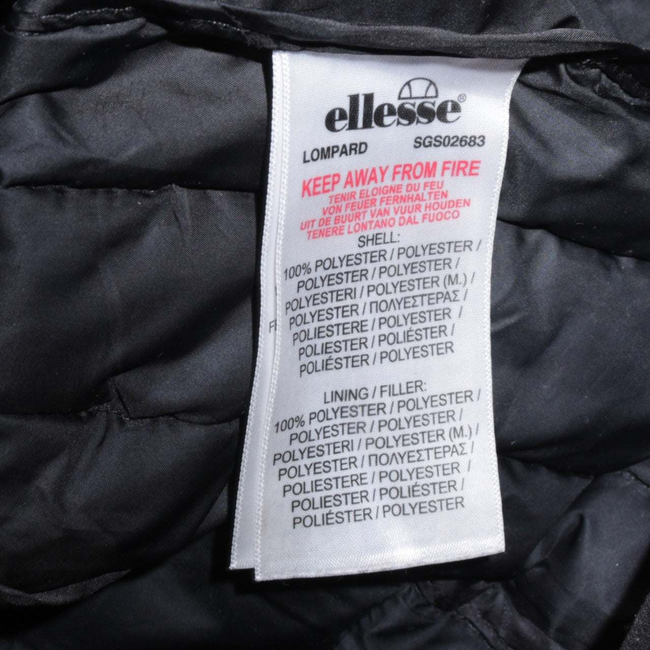 Womens UK Size M ellesse Black Puffer Jacket