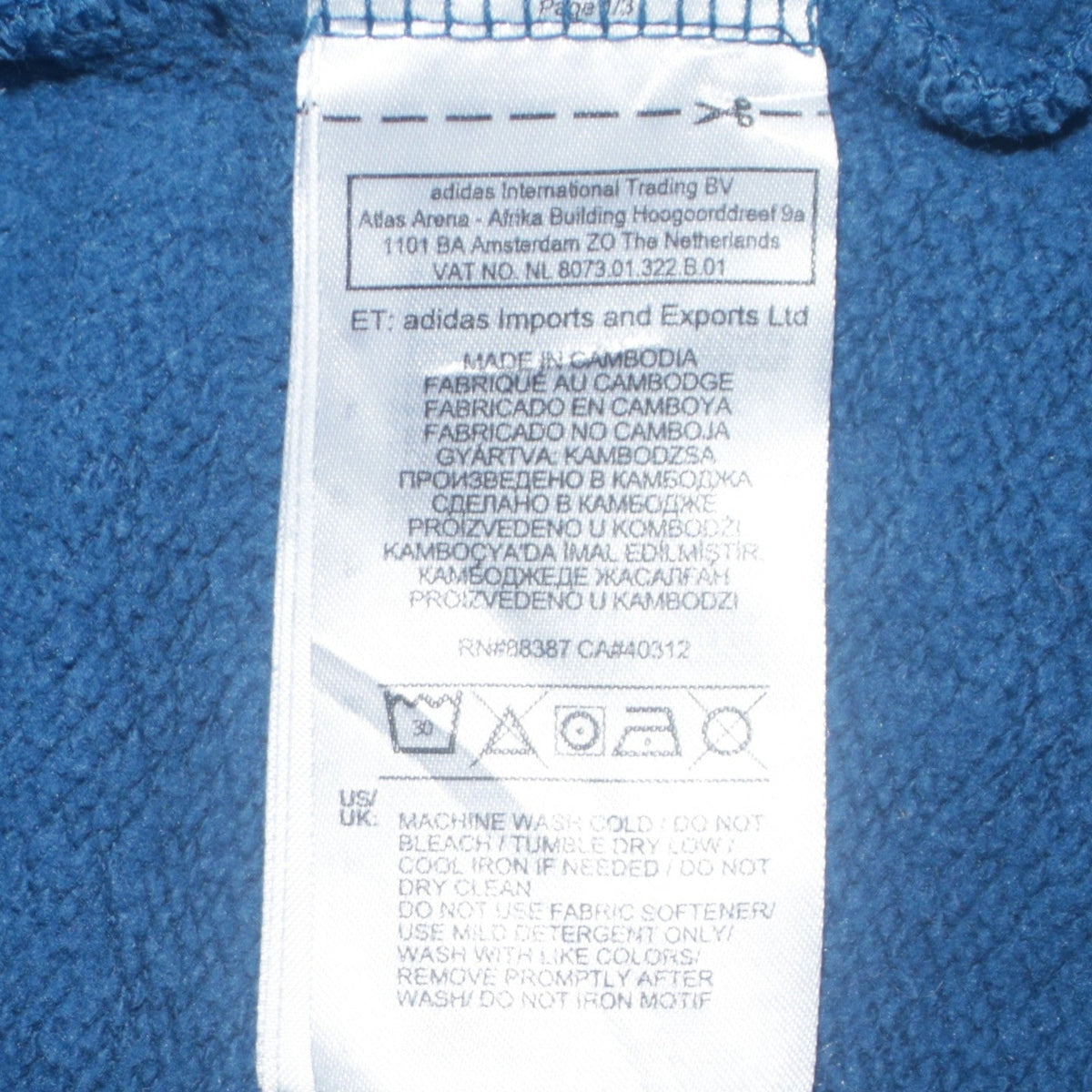 Mens UK Size M adidas Blue Pullover Sweatshirt