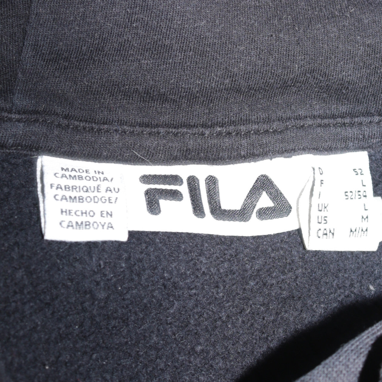 Mens UK Size L FILA Black Pullover Hoodie