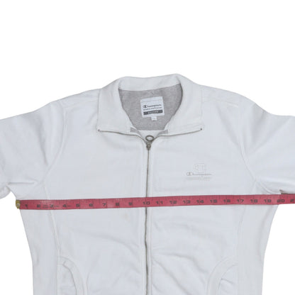 Champion Women’s White Easy Fit Track Jacket M Full Zip Cotton Blend