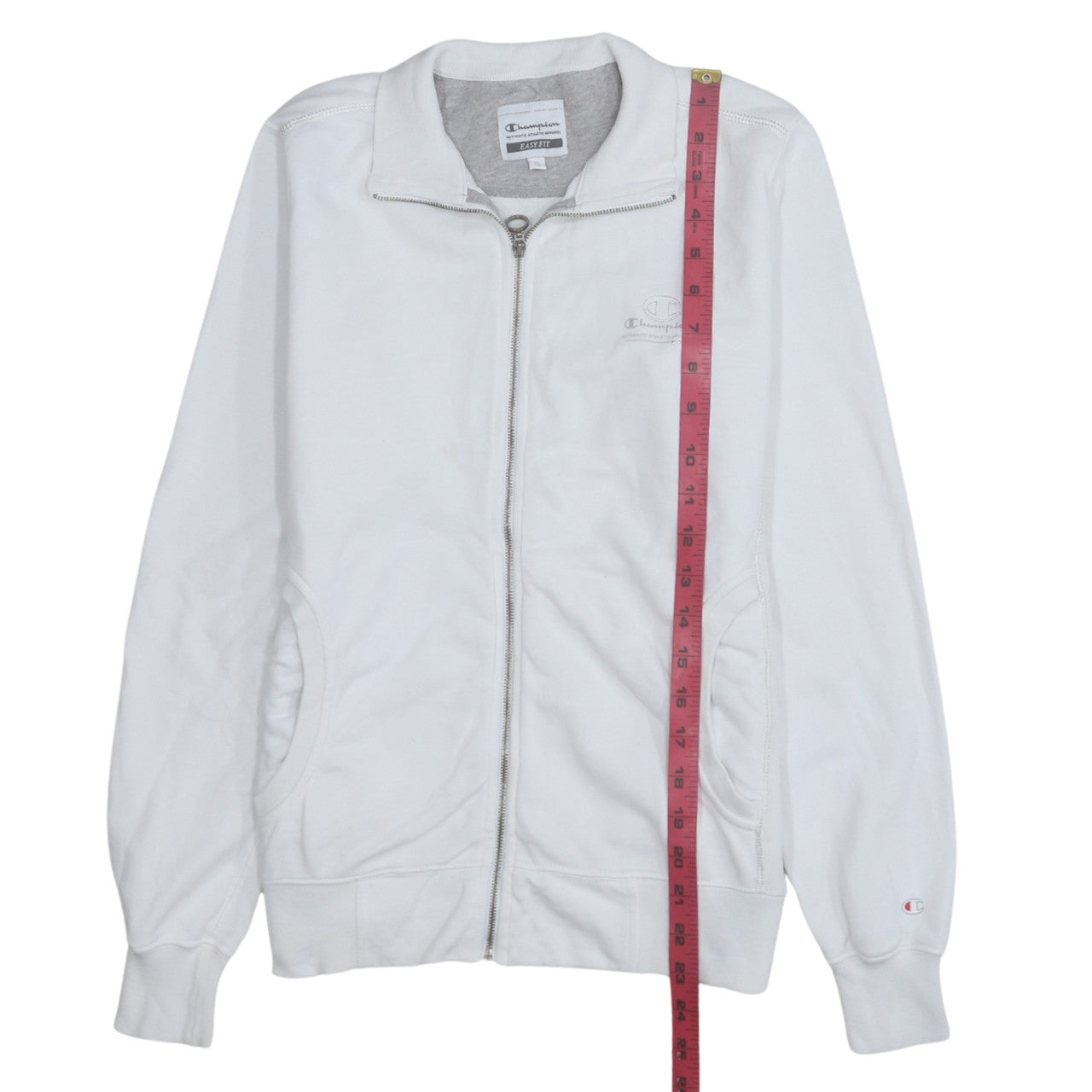 Champion Women’s White Easy Fit Track Jacket M Full Zip Cotton Blend