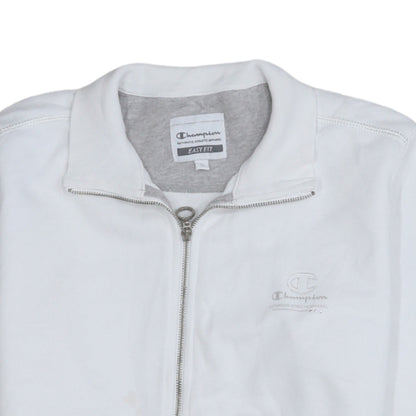 Champion Women’s White Easy Fit Track Jacket M Full Zip Cotton Blend
