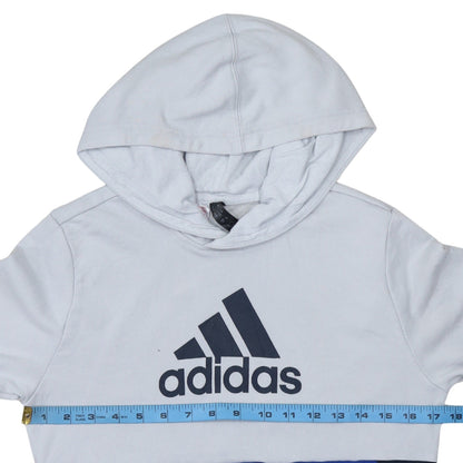 Adidas Boys Blue Colourblock Pullover Hoodie 14 Years Cotton Blend