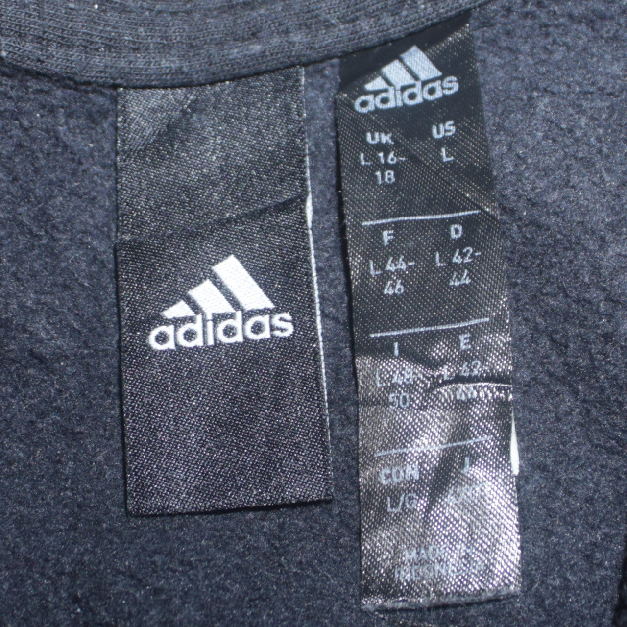 Womens UK Size 16 adidas Black Full Zip Sweatshirt