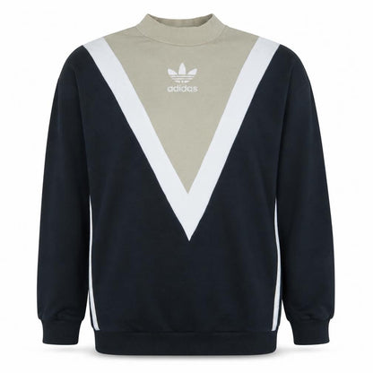 Front view of Adidas Women Beige Black Crew Neck Long Sleeve Sweatshirt UK 10
