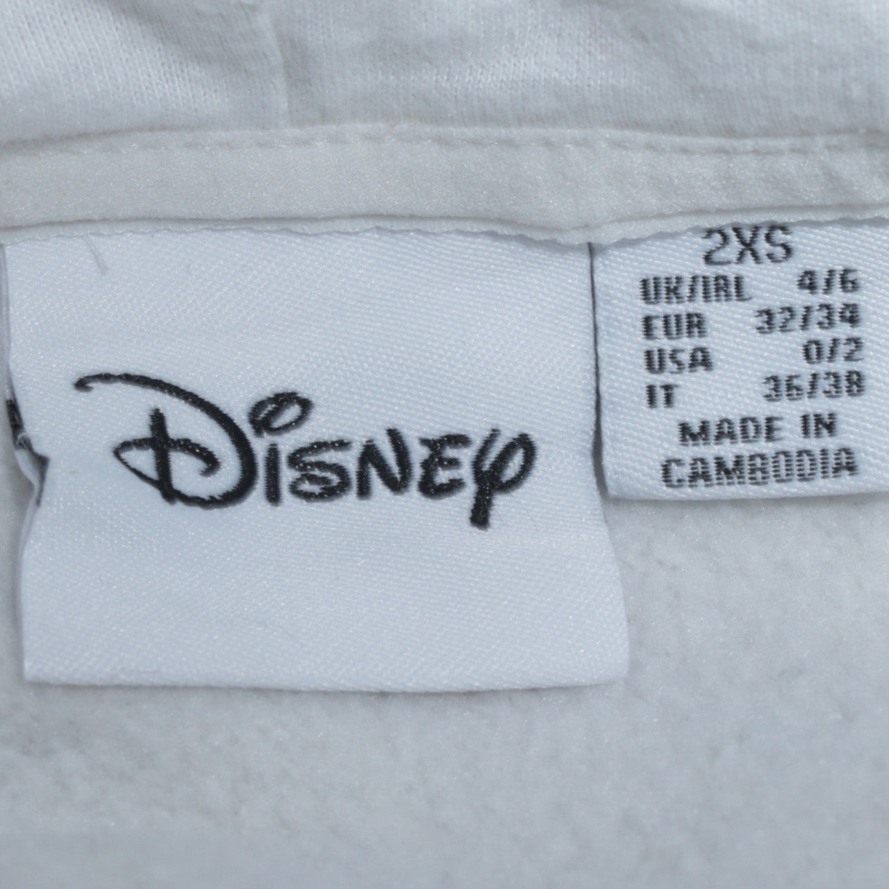 Womens UK Size 2XS Disney White Pullover Hoodie