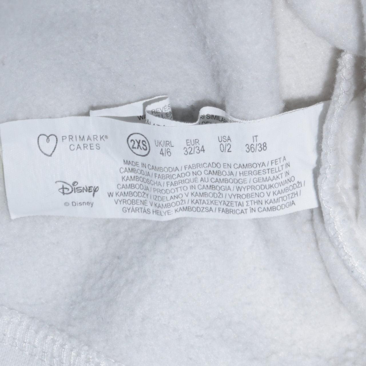 Womens UK Size 2XS Disney White Pullover Hoodie