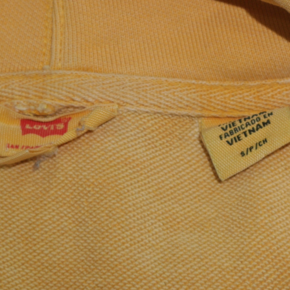 Mens UK Size S Levi's Yellow Pullover Hoodie