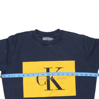 Mens UK Size S Calvin Klein Jeans Blue Pullover Sweatshirt