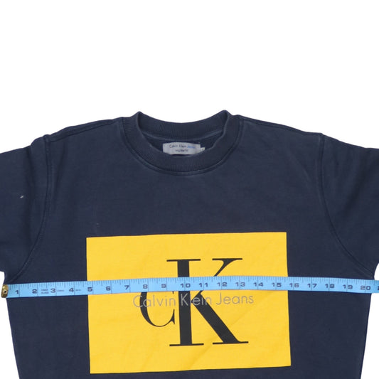 Mens UK Size S Calvin Klein Jeans Blue Pullover Sweatshirt