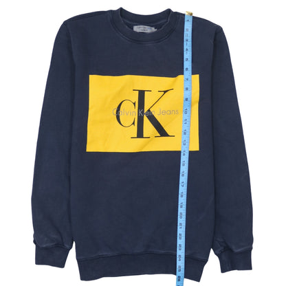 Mens UK Size S Calvin Klein Jeans Blue Pullover Sweatshirt