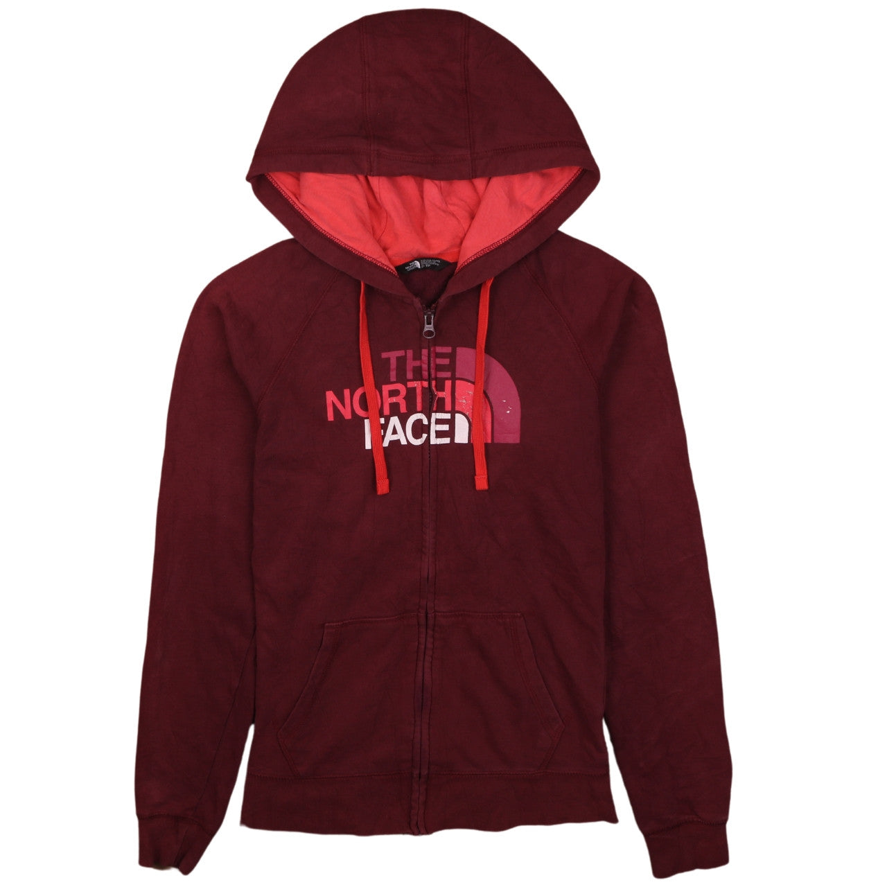 Womens UK Size XS The North Face Red Full Zip Hoodie