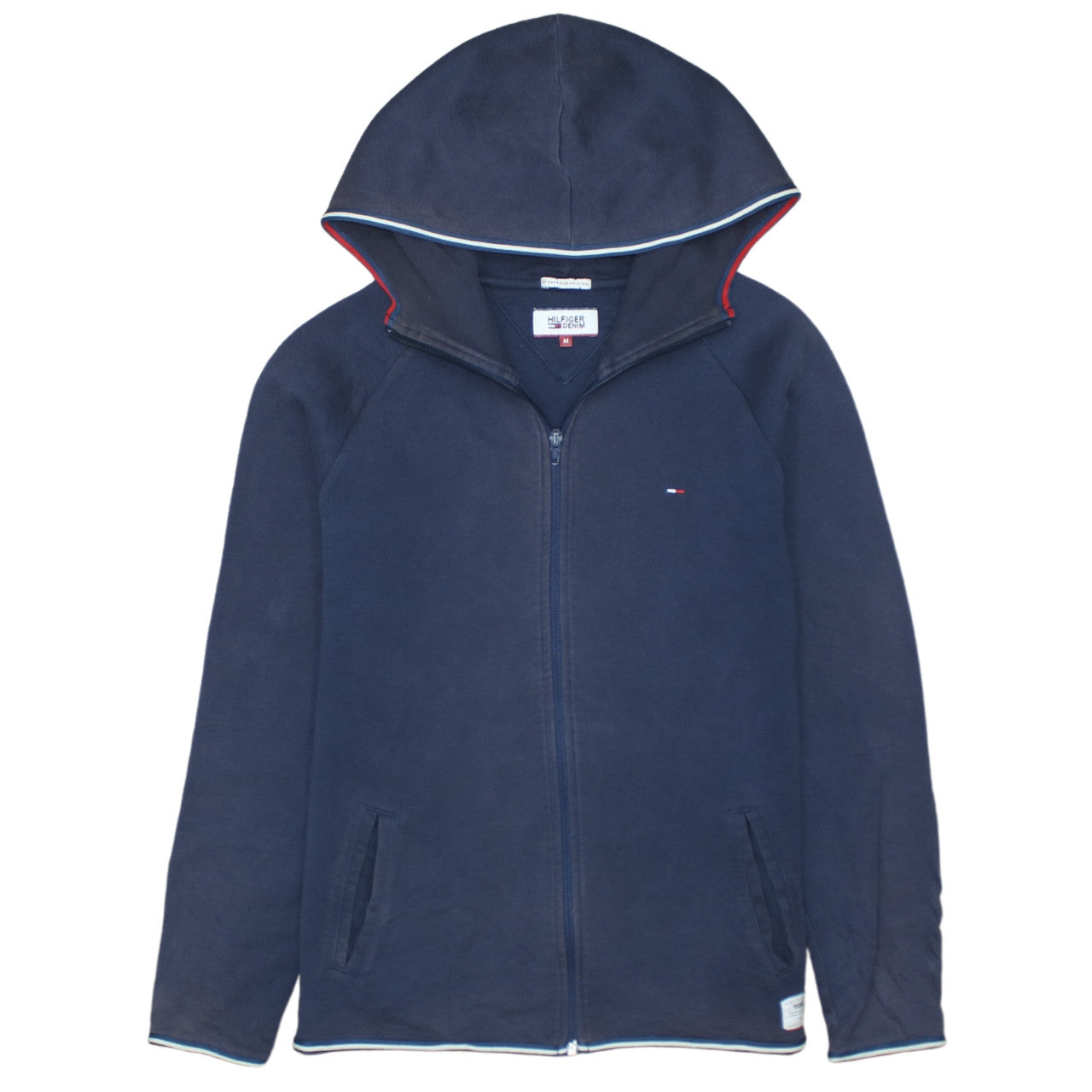 Mens UK Size M Hilfiger Denim Blue Full Zip Hoodie