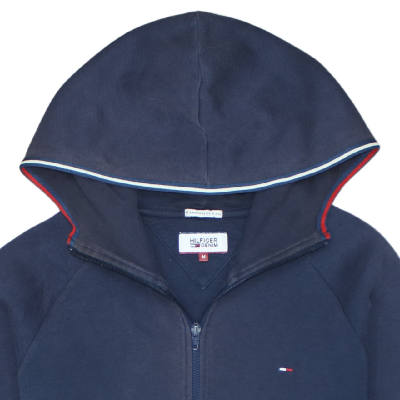 Mens UK Size M Hilfiger Denim Blue Full Zip Hoodie
