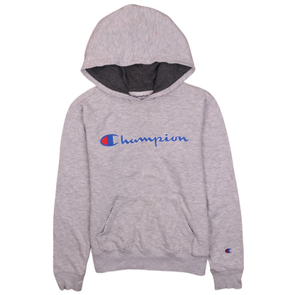 Champion Boys Grey Pullover Hoodie M Fleece Lined Logo Sweatshirt