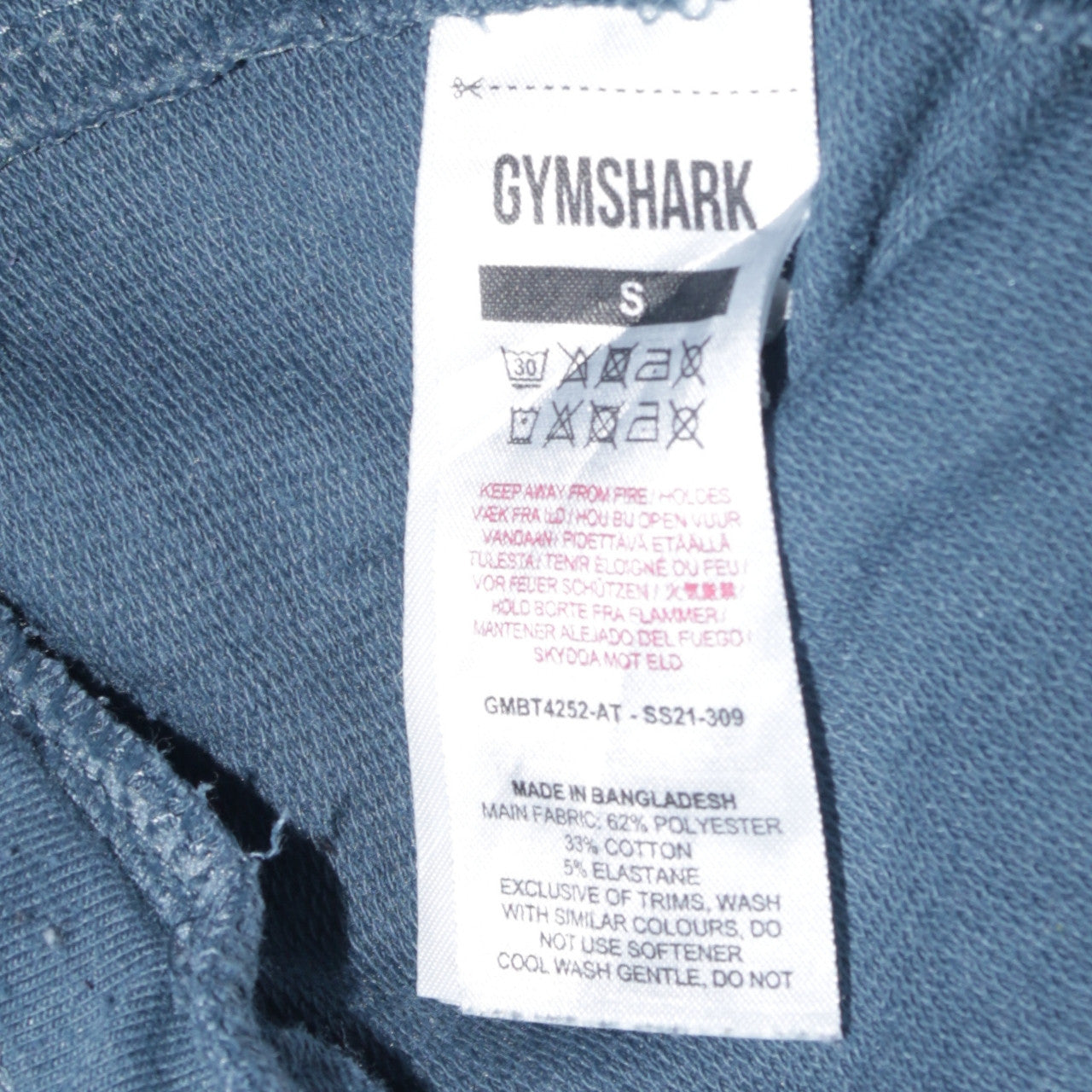 Mens UK Size S Gymshark Slim Fit Jogger Blue Trousers