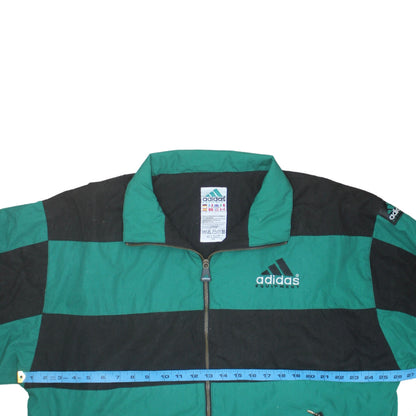 Adidas Mens Green Black Striped Retro Bomber Jacket Size L