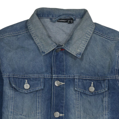 Livergy Men's Blue Denim Basic Jacket Size S 38in Cotton Casual