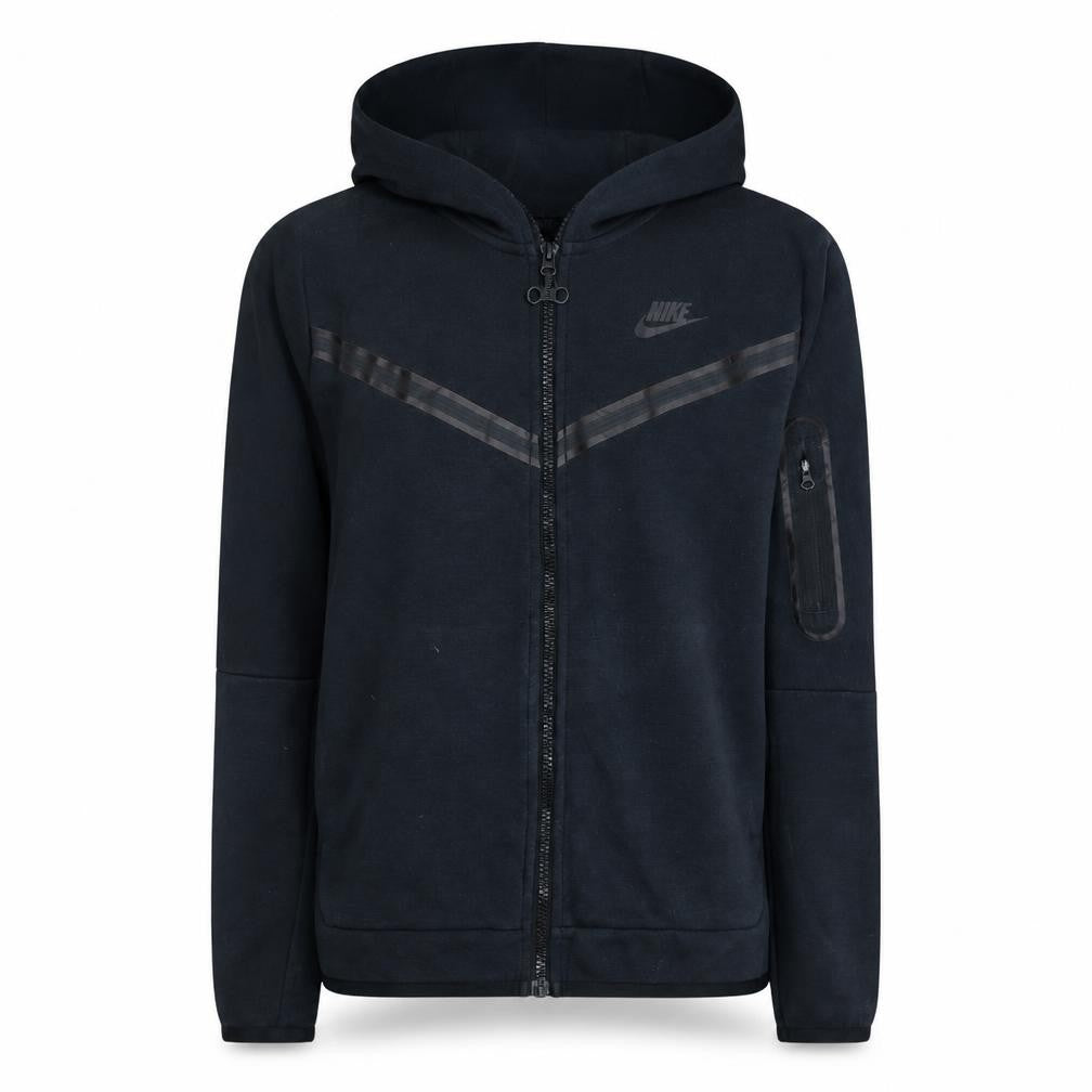 Front view of Nike boys’ black full zip hoodie sweatshirt l 147-158cm hooded fleece