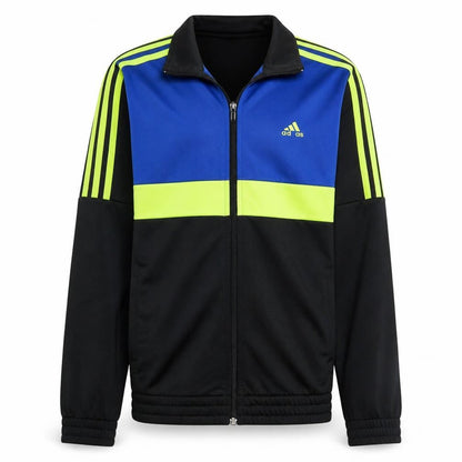 Front view of Adidas boys’ blue black track jacket, size 13-14, years full zip activewear