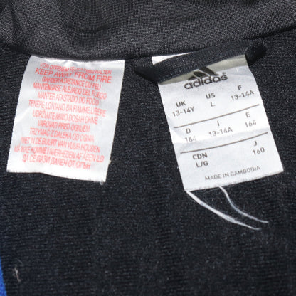 Adidas Boys Blue Black Track Jacket Size 13-14 Years Full Zip Activewear