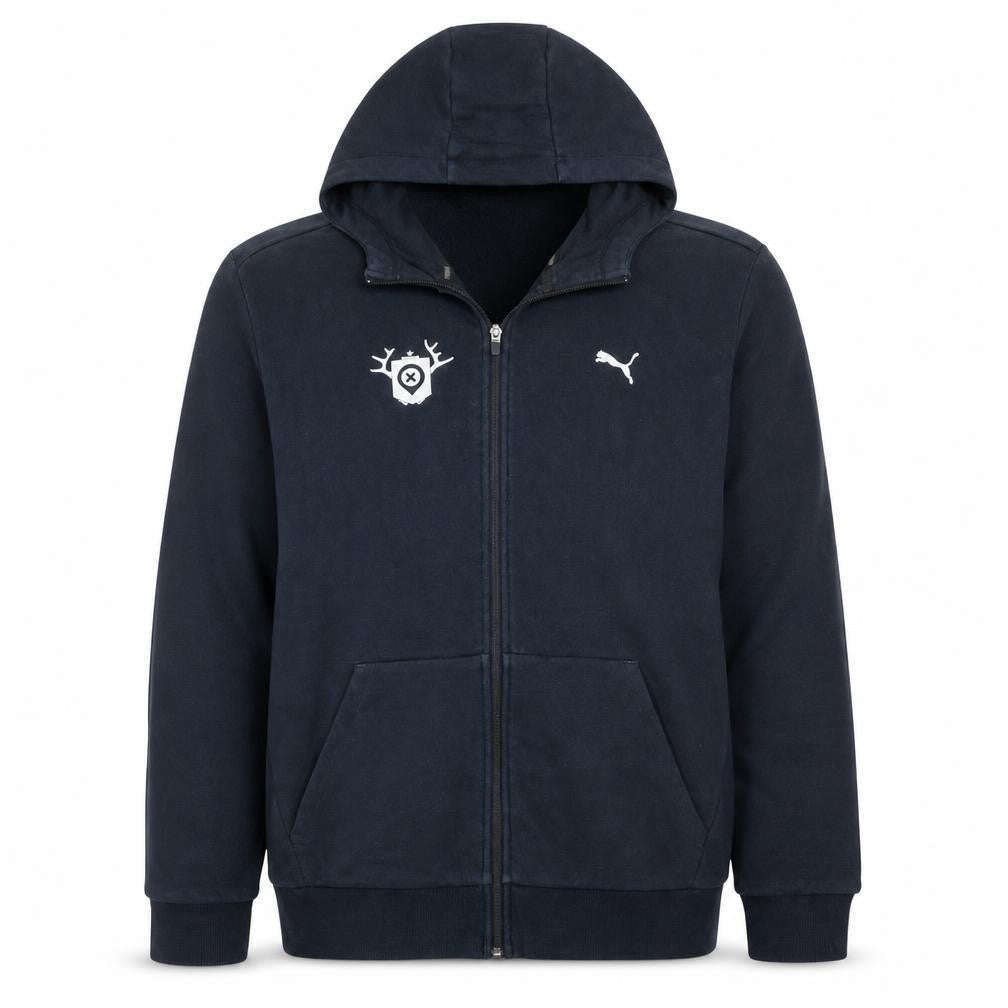 Front view of Puma Men's Blue Full Zip Hoodie XL Regular Fit Sportswear