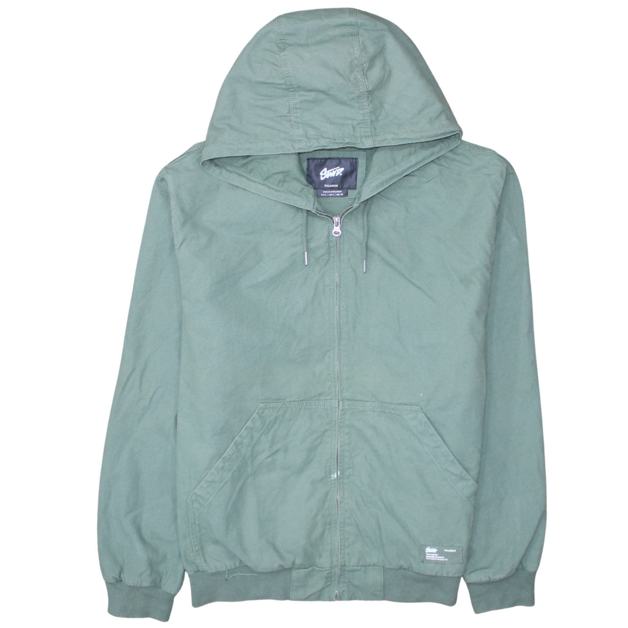 Mens UK Size L Pull & Bear Green Windbreaker Coat