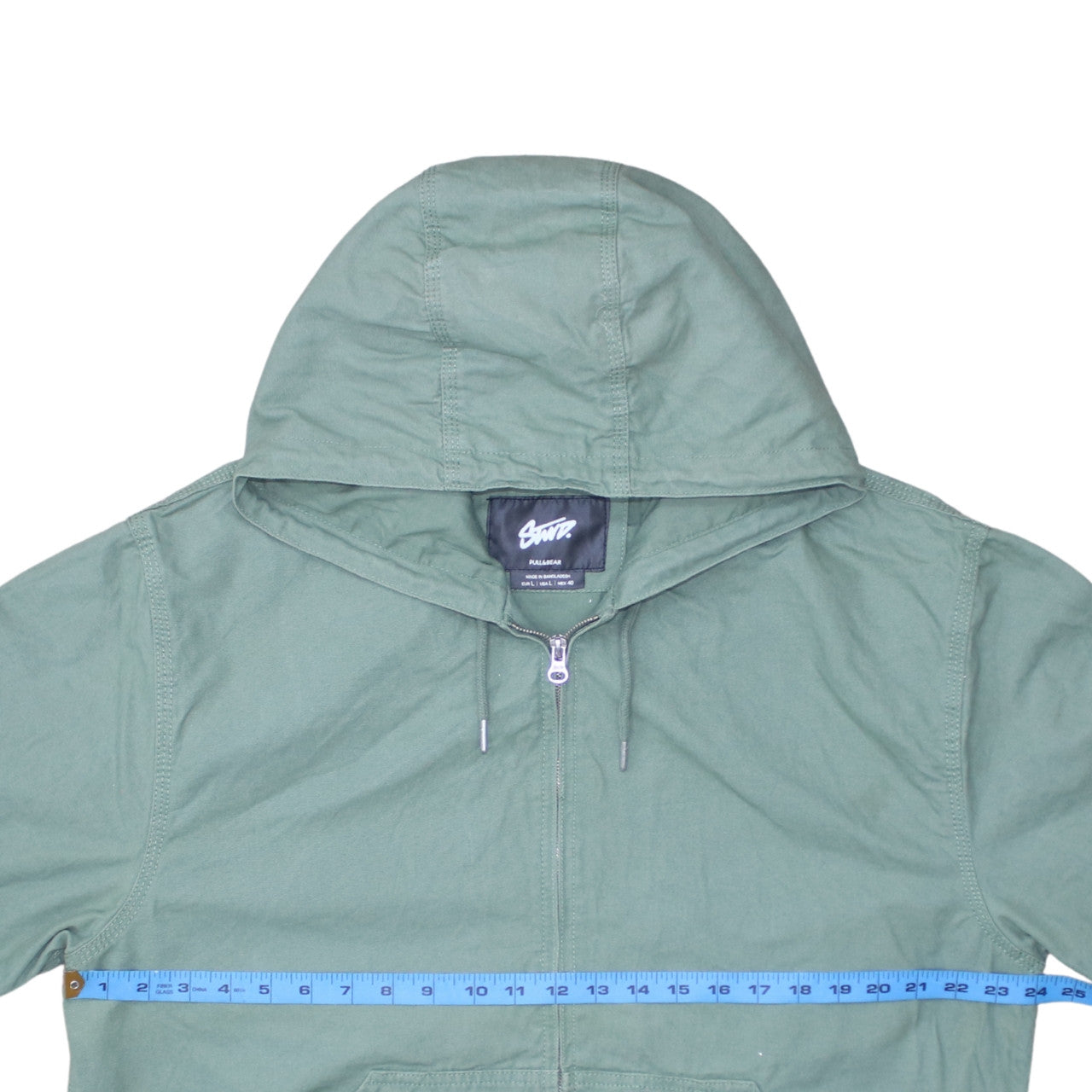 Mens UK Size L Pull & Bear Green Windbreaker Coat