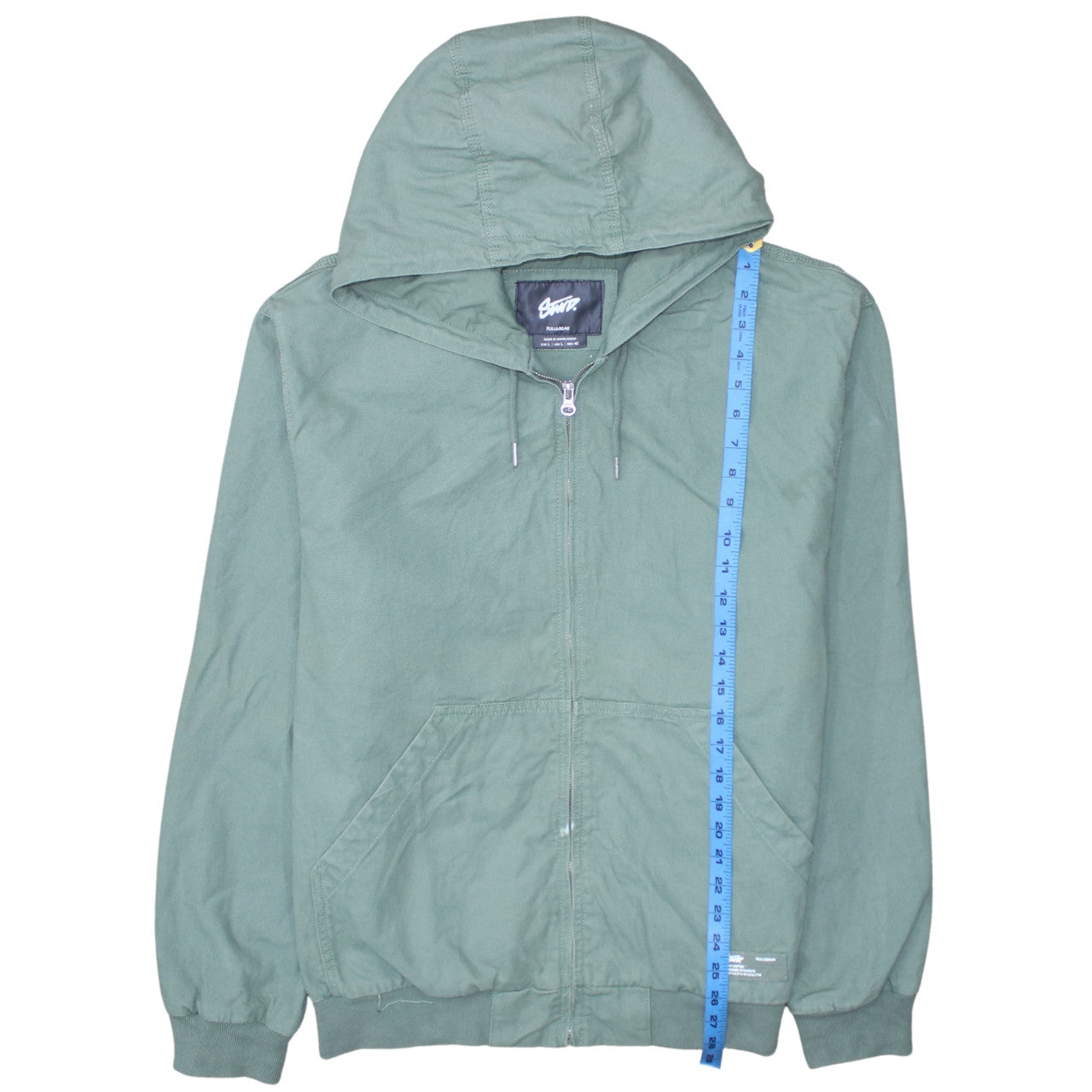 Mens UK Size L Pull & Bear Green Windbreaker Coat