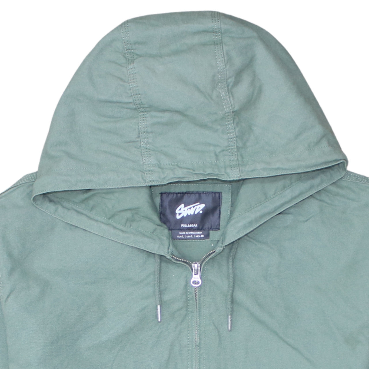 Mens UK Size L Pull & Bear Green Windbreaker Coat