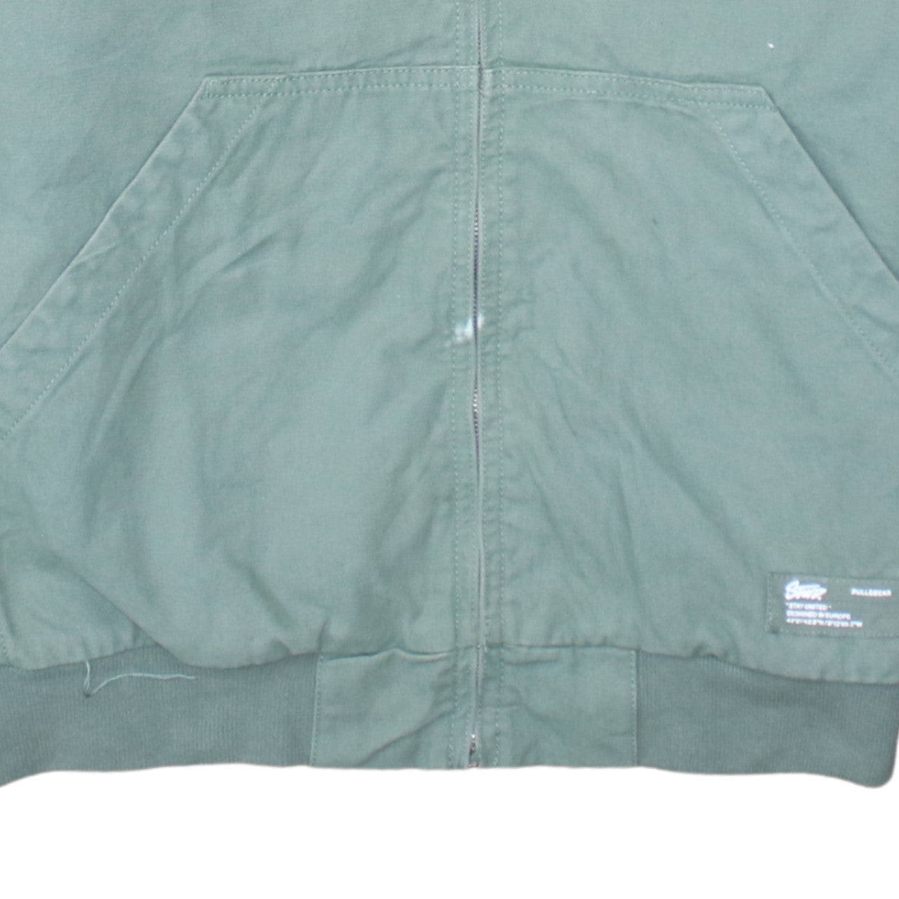 Mens UK Size L Pull & Bear Green Windbreaker Coat