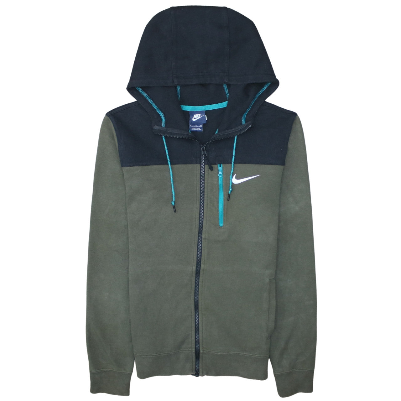 Mens UK Size S Nike Green Full Zip Hoodie