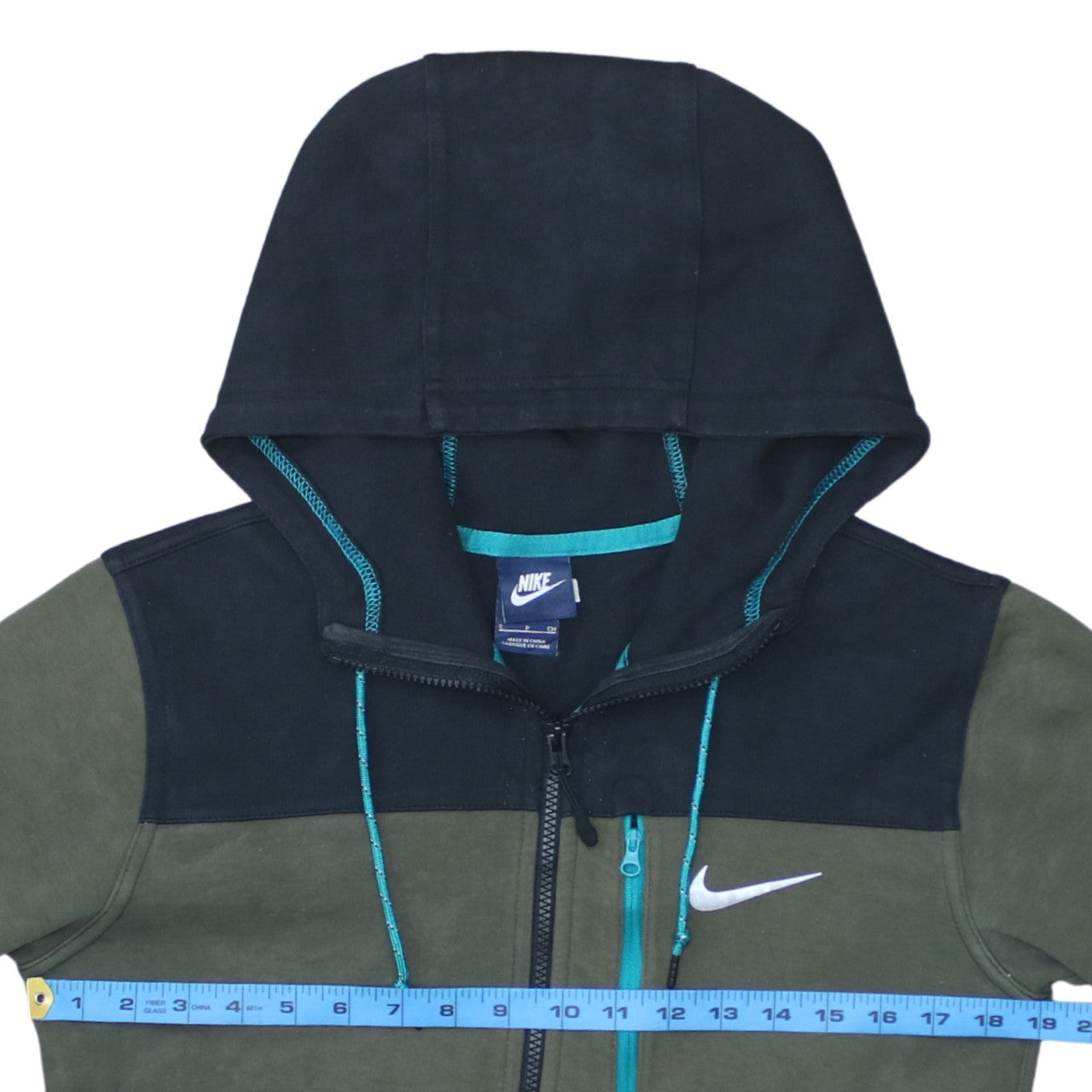 Mens UK Size S Nike Green Full Zip Hoodie