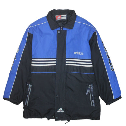 Adidas Men's Blue Black Retro Puffer Jacket Size M Winter Sportswear