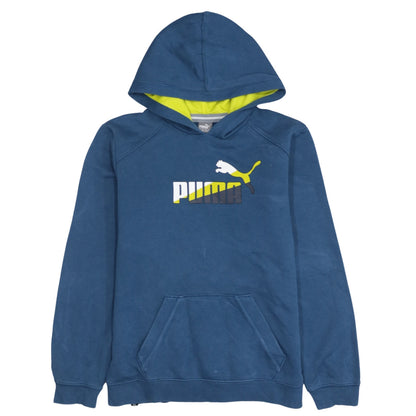 Puma Boys Blue Pullover Hoodie 14 Years Graphic Logo Hooded Sweatshirt
